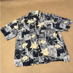 Bermuda Bay Multicolor Floral Silk Button Up Shirt Mens XL